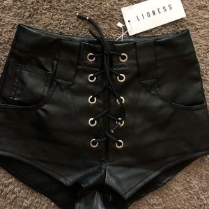 Princess Polly pleather tie up shorts